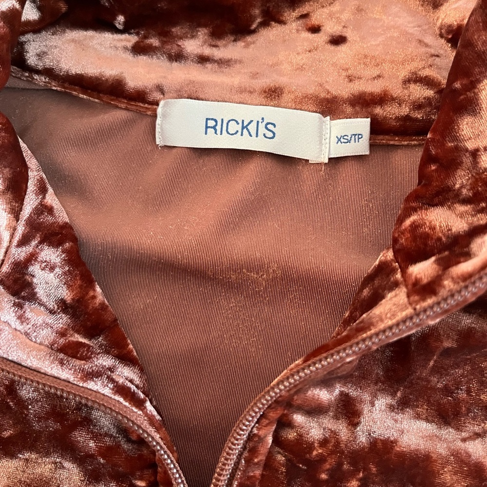 Vintage Y2K Crushed Velvet Track Jacket in Rust Pink - Picture 8 of 10